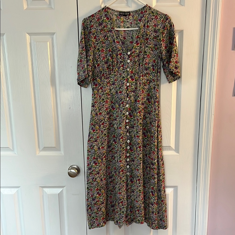 Pretty Vacant Floral Button-Up Dress XS Short Sleeve